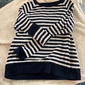 Tommy Hilfiger Navy and Grayish White Striped Sweater Size XL